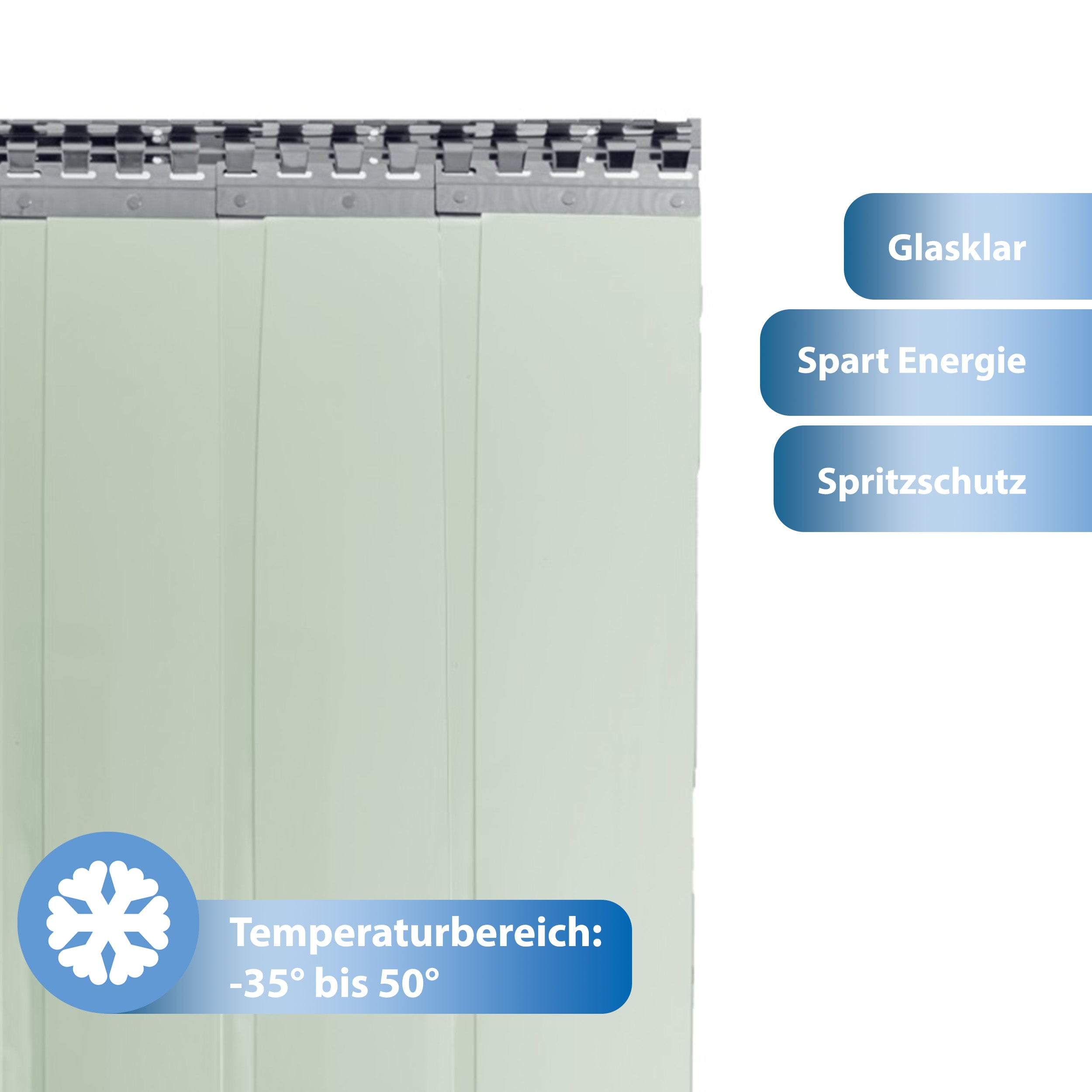 PVC Streifenvorhang feuerhemmend Breite 1,00 m / Stärke 2 mm