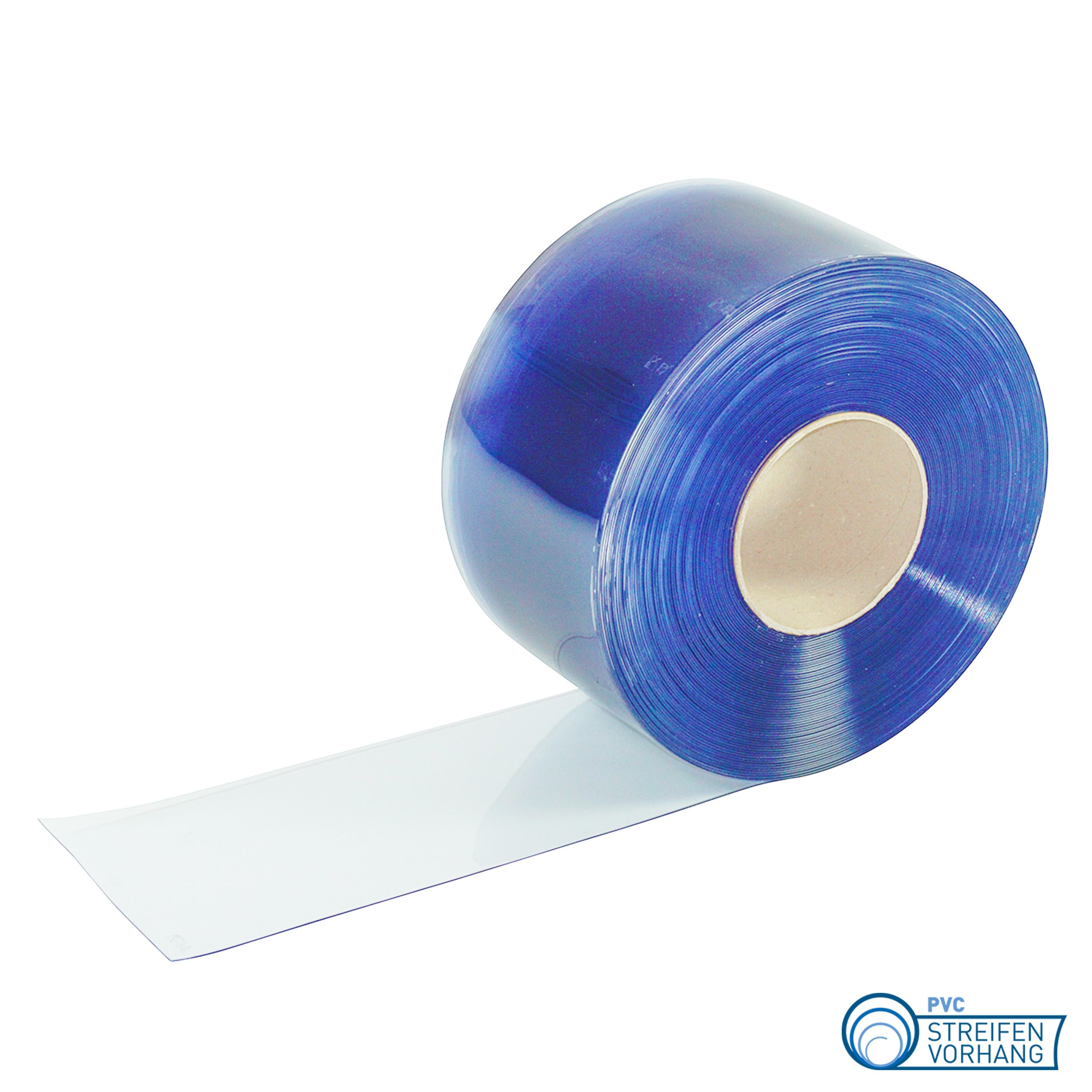 PVC Streifenvorhang blau-transparent Breite 1,85 m / Streifen 200/2mm