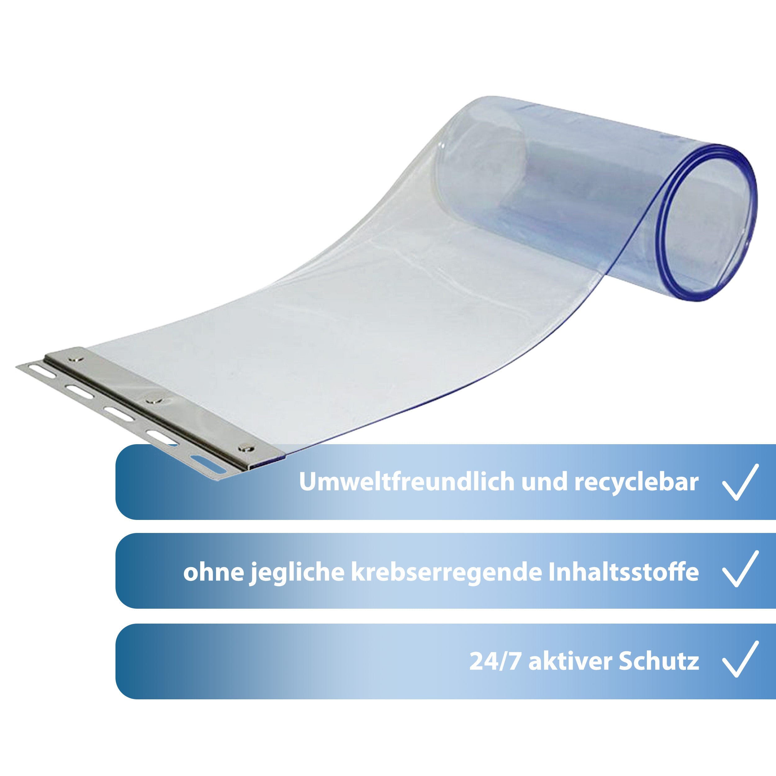 PVC Streifenvorhang blau-transparent Breite 1,00 m / Streifen 200/2mm