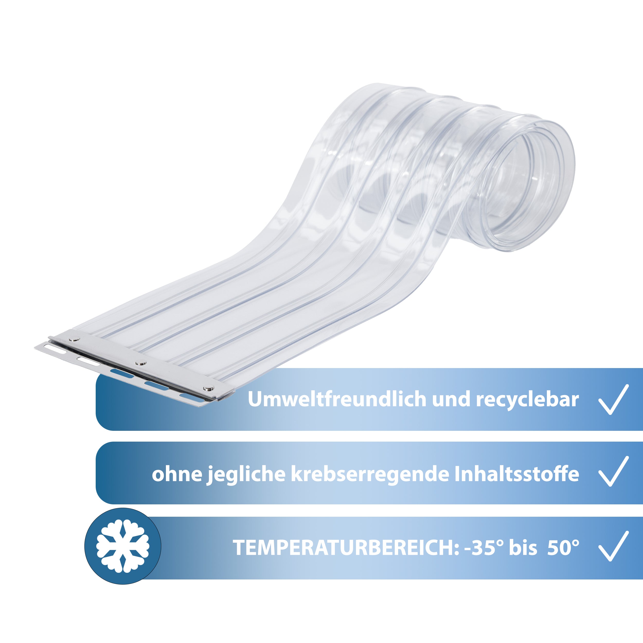 PVC Streifenvorhang Kühlhaus gerippt Breite 3,50 m / Stärke 3